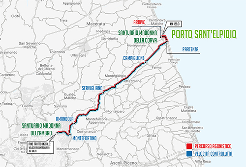 Planimetria ufficiale del percorso della Gran Fondo del Fermano, seconda edizione 2017