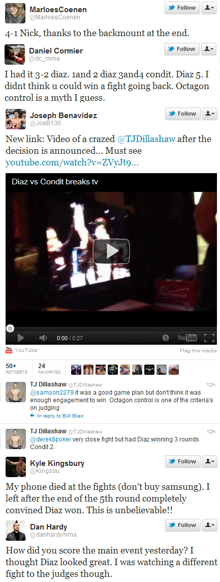 Cosa ne pensano i PRO di Diaz vs Condit 7