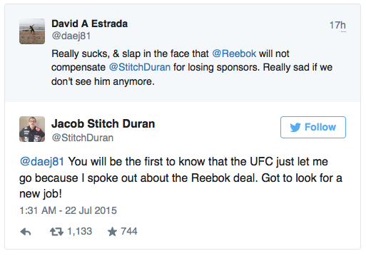 Il famoso Cutman stitch Duran  licenziato dall UFC