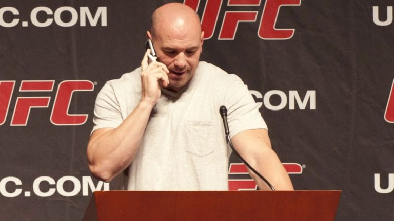 Dana White using a flip-phone