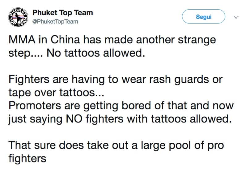 In Cina sono vietati i Tatuaggi nella MMA 1