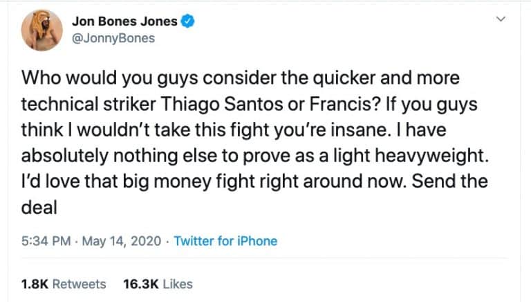 Jon Jones è d'accordo per combattere contro Francis Ngannou 2