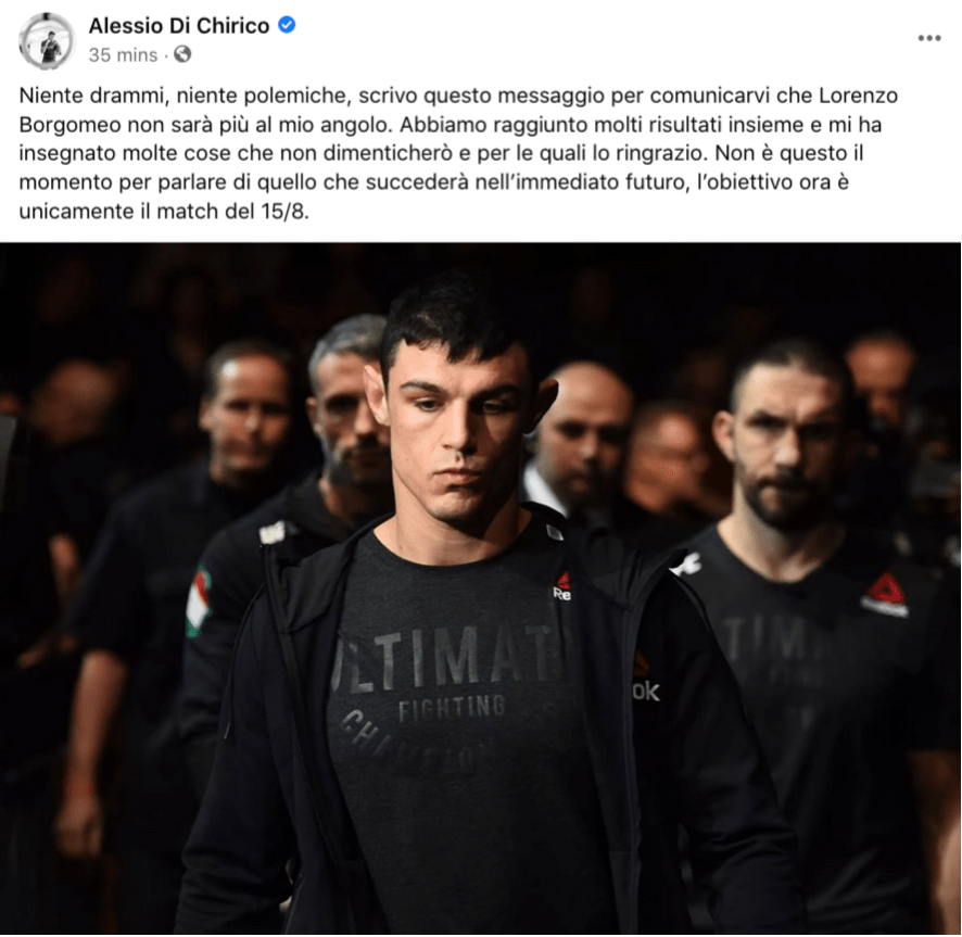 Di Chirico: "Borgomeo non sarà più al mio angolo" 1