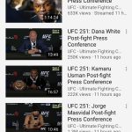 Piccola analisi dei numeri UFC 251 su Youtube. 5