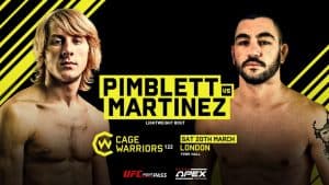 MARTIGNONI Vs FLETCHER A CAGE WARRIORS 122 IL PROSSIMO 20 MARZO 2