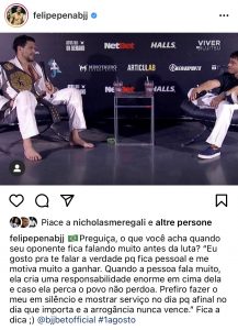 Meregali e Felipe Pena alimentano la rivalità sui social 1