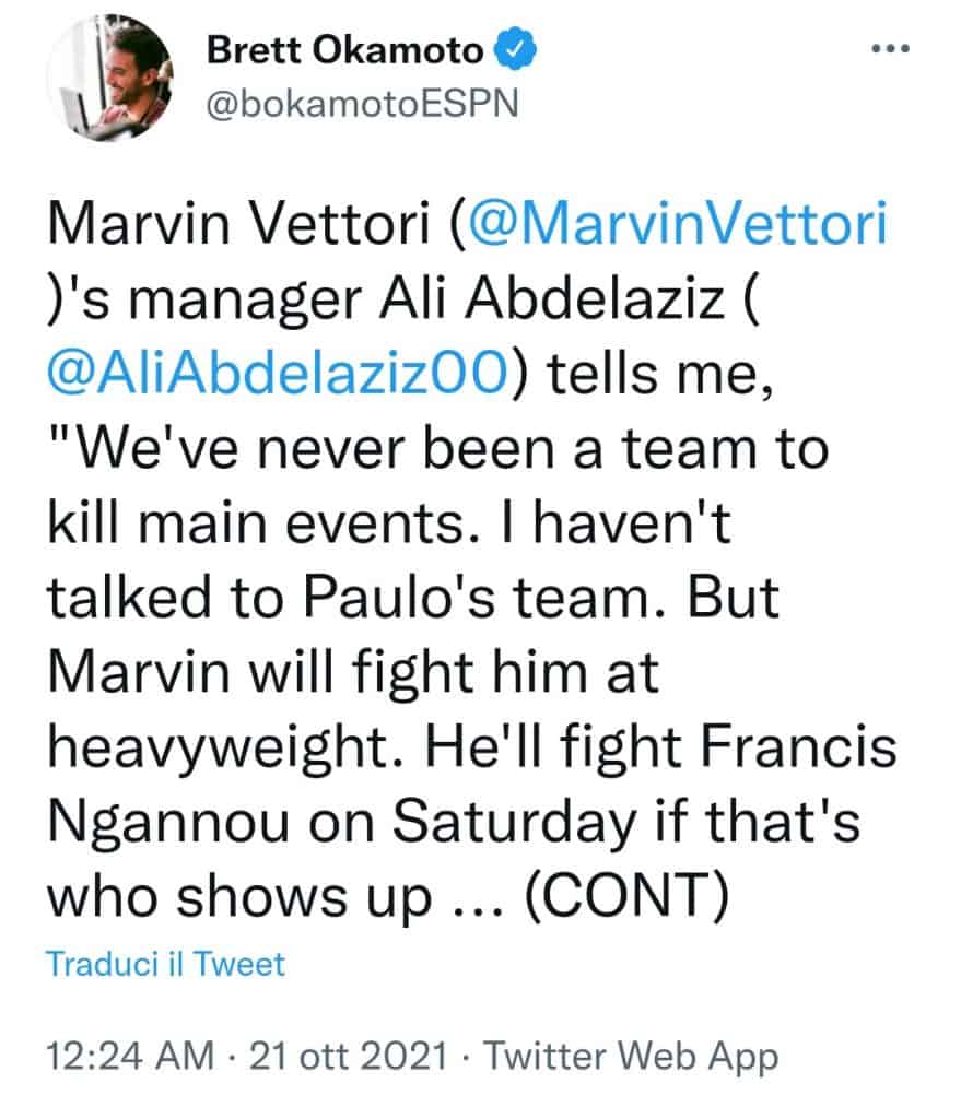 Costa vs Vettori: il trucchetto del peso di Costa è patetico - UFC Vegas 41 1