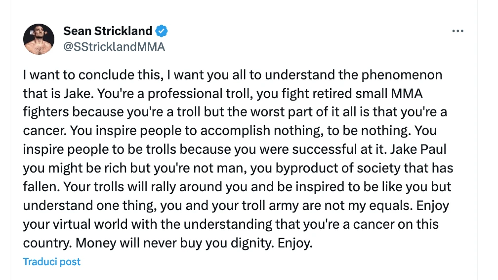 Sean Strickland rompe il giochino dei youtuber-boxer? 5