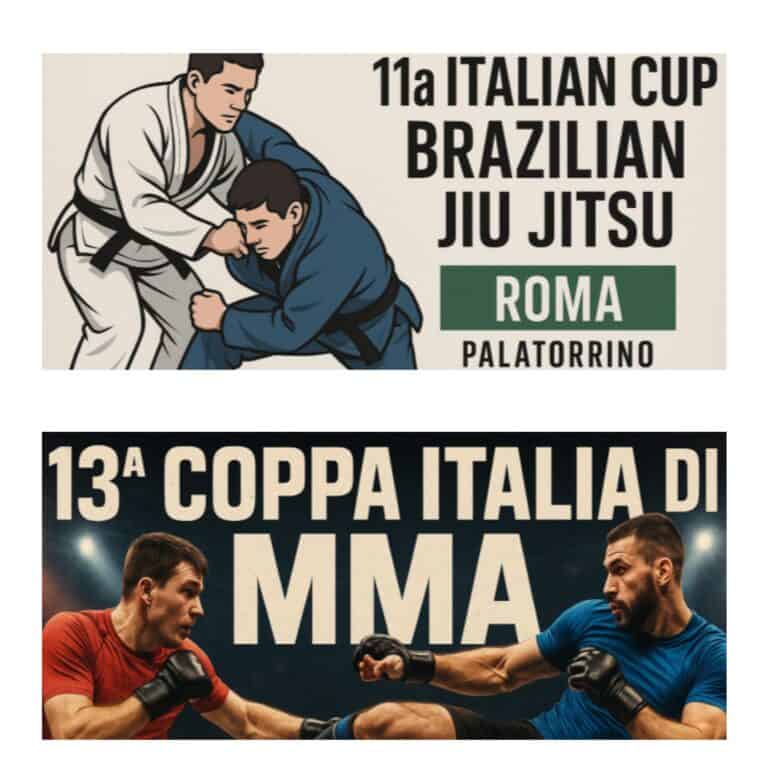 ULTIMI GIORNI PER ISCRIVERSI ALL' 11^ ITALIAN CUP DI BJJ (GI E NO-GI) DEL 13 DICEMBRE E ALLA 13a COPPA ITALIA DI MMA DEL 14 DICEMBRE 2