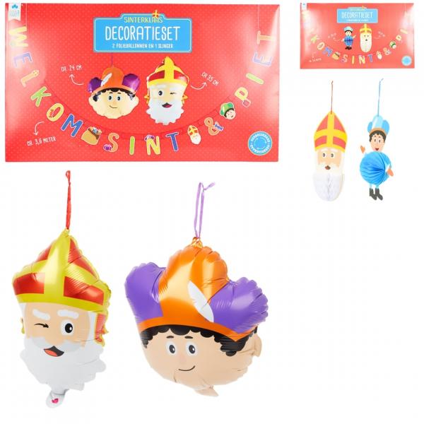 Sinterklaas Dekoration Set Girlande 3,6 Meter 2 sortiert