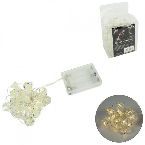 Lichterkette Perlen Facette LED auf Batterie 1 m