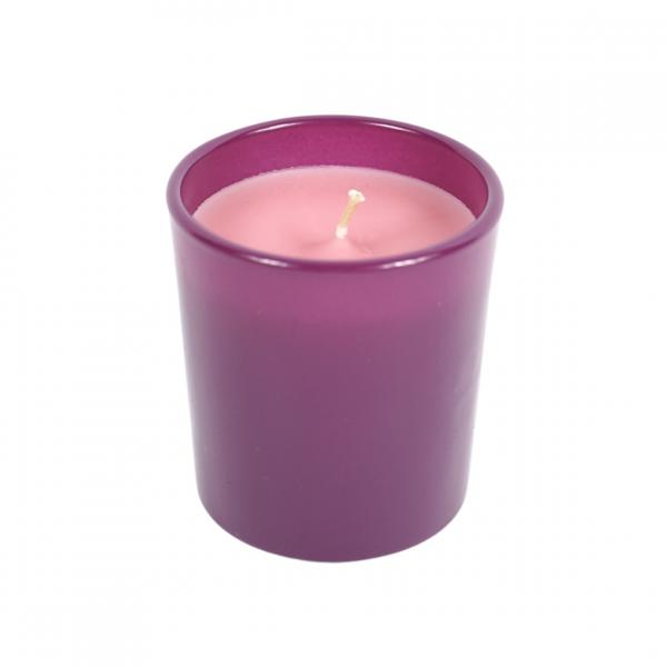 Duftkerze in lila Glas rosa 6,5 cm