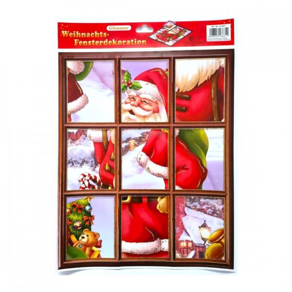 Fensterdekoration Aufkleber Weihnachtsmann 10-teilig 42 cm