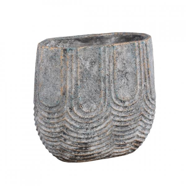 PTMD Blumentopf Rexin oval grau M 30 cm