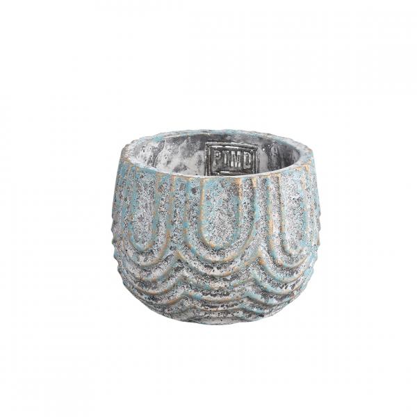 PTMD Blumentopf Rexin rund grau S 12 cm