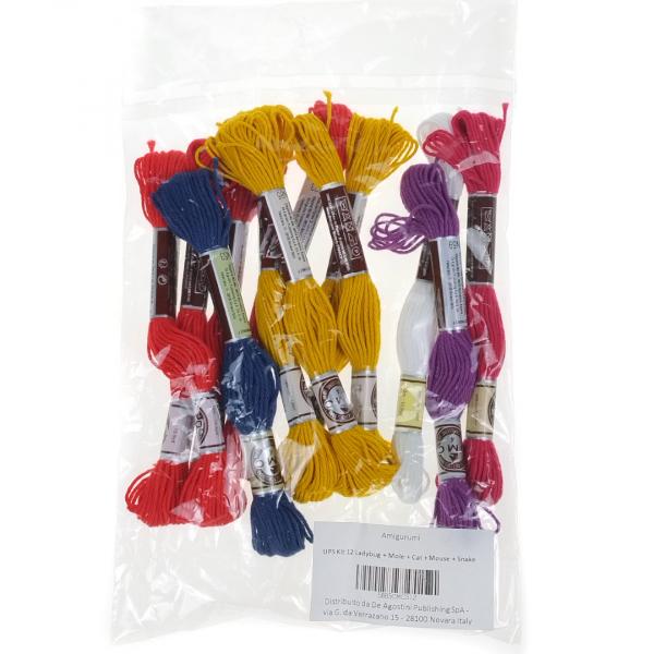 Amigurumi-Bausatz - Garn DMC UPS 12 Marienkäfer + Maulwurf + Katze + Maus + Schlange
