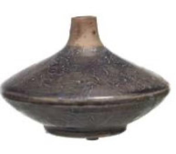 Grau/blaue Terrakotta-Vase, T:14cm, H:10cm