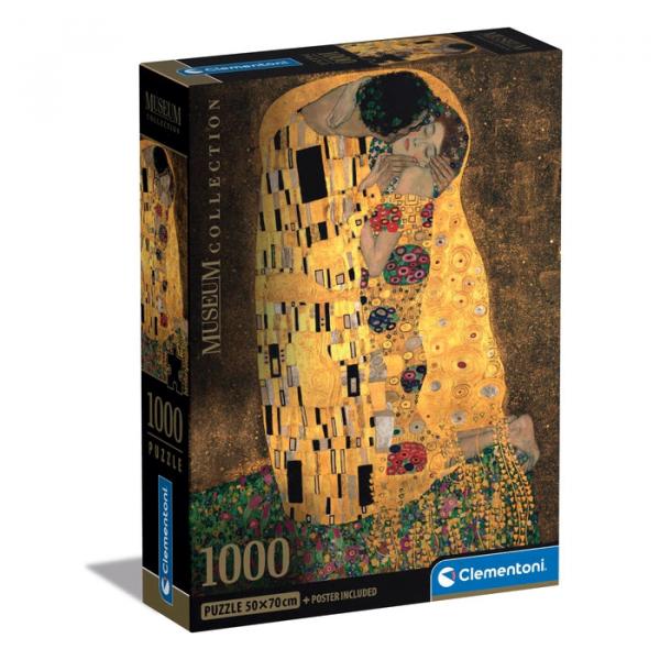 Clementoni 39790 - 1000 Teile Puzzle - Museum Collection Compact - Klimt - Der Kuss