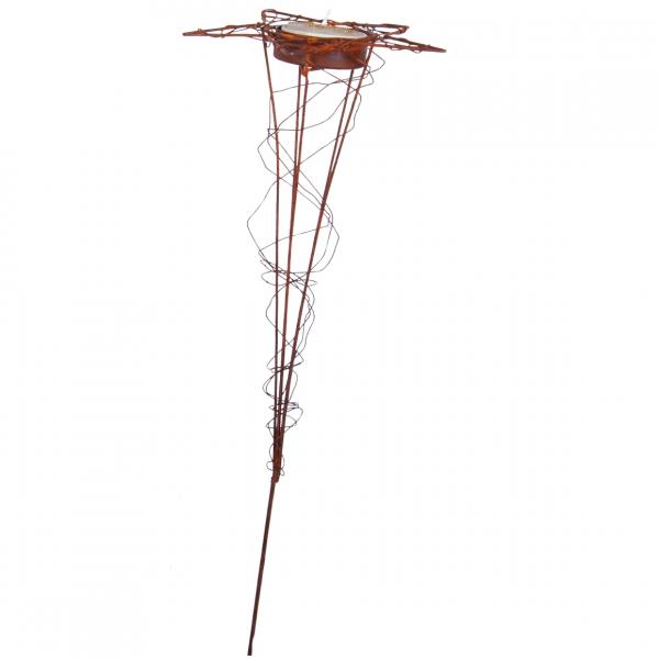 Garten Teelichthalter Metall rostbraun 47 cm