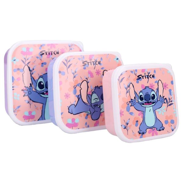 Vadobag Europe B.v. Rosa/Lila/Blau Disney Stitch - Snackbox (3Tlg.) Fresh Bites - 12 Cm