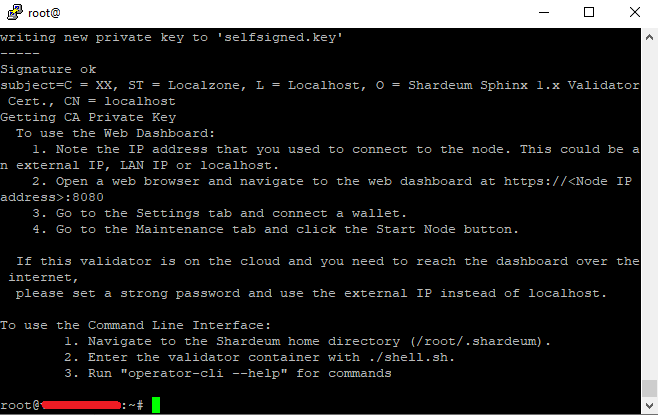 Deploying a Shardeum node through the PuTTY terminal. Source: PuTTY Terminal