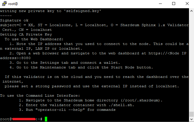 Deploying a Shardeum node through the PuTTY terminal.  Source: PuTTY Terminal