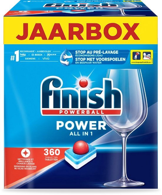 Finish Finish Power All in One - 360 Capsules - Jaarbox - Jaarvolume - 8 x 45 Vaatwastabletten