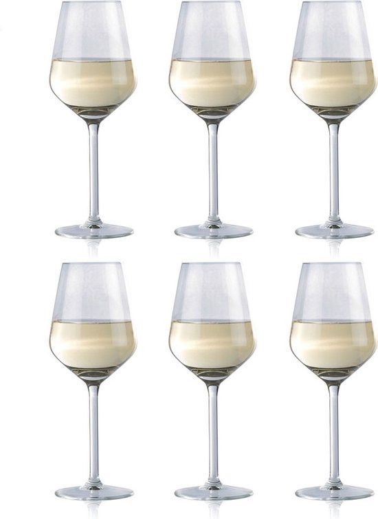Alpina alpina Wijnglazen Witte Wijn - 6 Stuks Witte Wijnglazen - Wijnglas 37cl - Wijnglazen Set - Glazenset voor Diner - Wijn Glazen - Helder Glas