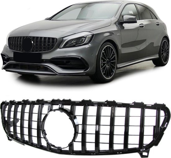 Sport Sport Grill Voor Mercedes A Klasse W176 Facelift Vanaf 2015 t/m 2018 Glans Zwart Amg GT Look Panamerica