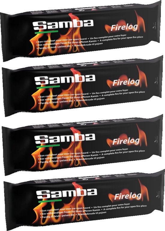 Samba Samba Firelog - Haardblok - Paraffine - 1,1 kg. - 4 stuks