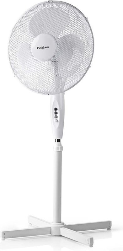 Nedis Nedis Staande Ventilator - Diameter: 400 mm - 3-Snelheden - Zwenkfunctie - 45 W - Verstelbare hoogte - Wit