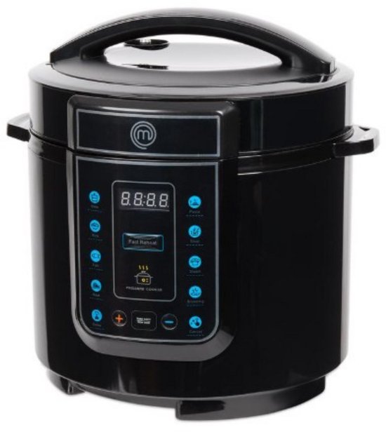 MasterChef MasterChef 10-in-1 Multicooker 6L - 1000W - Elektrische Multicooker - 10 Kookfuncties - Hogedruk Multicooker - Slowcooker - Rijstkoker - Ø30,5 x 36,8 cm - Plastic - Roestvrij Staal - Zwart