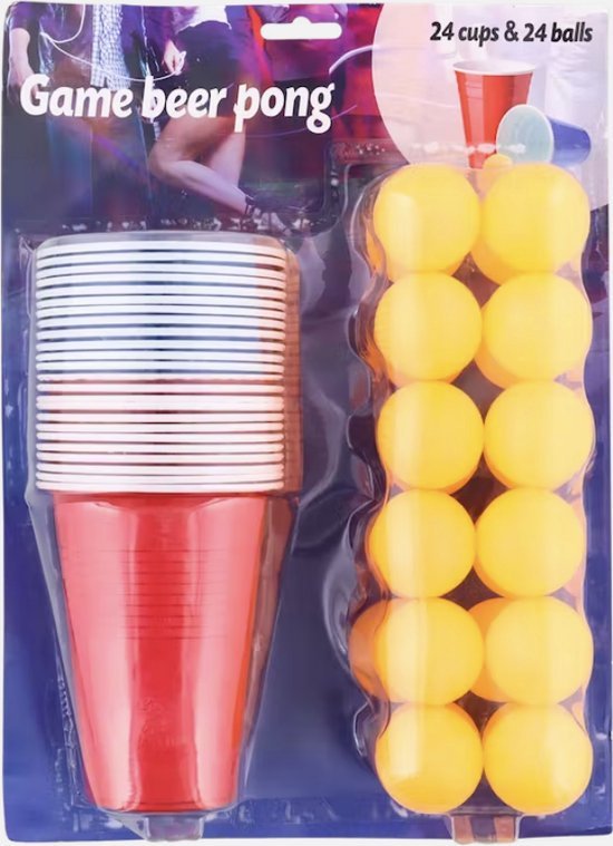 Beerpong Beerpong Drankspellen set van 24 cups en 24 ballen