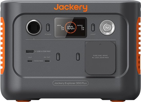 Jackery Jackery - Explorer 300 Plus – Draagbare Powerstation - Draagbare Zonnegenerator, 288Wh LiFePO4 Batterij - 300W AC Uitgangen (600W Peak) - Volledig Opladen in 2 uur