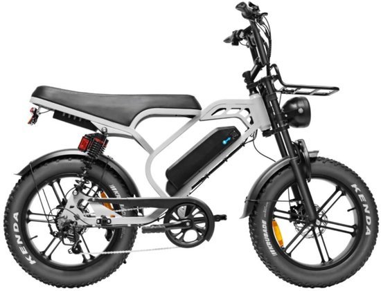 QmWheel QMWHEEL V20 Limited Elektrische Fatbike - Dubbele Achtervering - 20 Inch - 250W Motor - 7 Versnellingen - 80 km Actieradius - Hydraulische Schijfremmen - Nardo Grijs