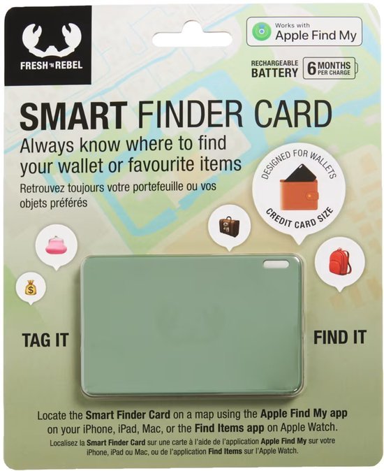 Fresh Fresh ‘n Rebel - Smart Finder Card werkt met Apple zoek mijn app (Groen)