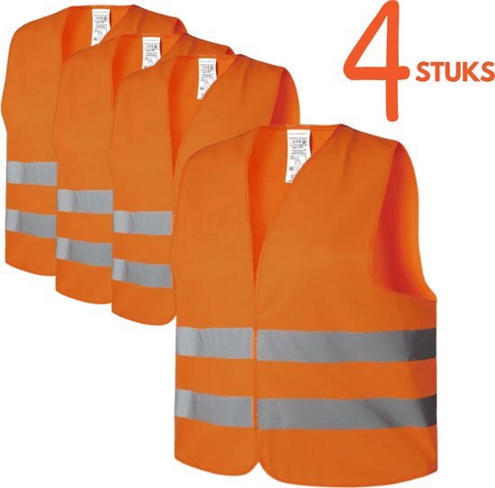 Veiligheidshesjes Veiligheidshesjes 4 stuks Oranje - Veiligheidsvest familiepak - Veiligheidshesje