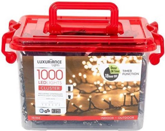 Luxuriance Luxuriance Lights kerstverlichting Cluster Met Kema-keurmerk - 1000 lampjes - 19,9 meter
