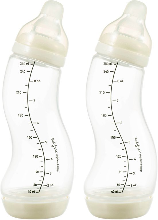 Difrax Difrax Babyfles Natural - 250 ml - Crème - 2 Stuks - S-fles - Anti Koliek