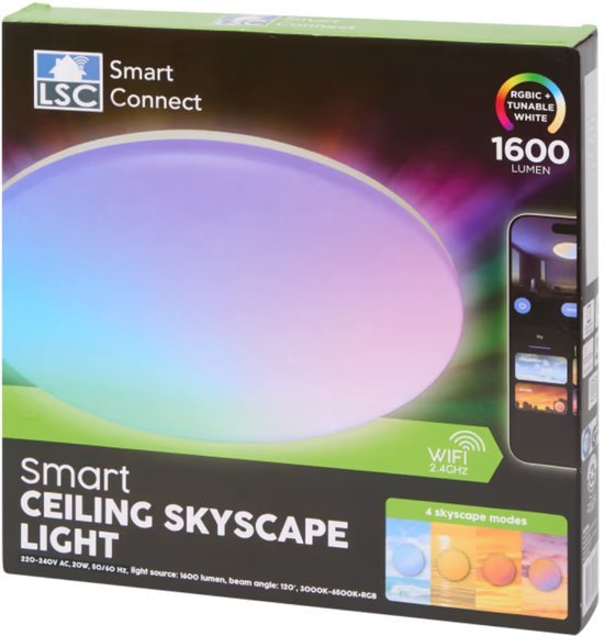 LSC LSC Smart Connect plafonnière Ø 35 cm - Dimbaar en met verschillende kleuren licht - Bediening via afstandsbediening