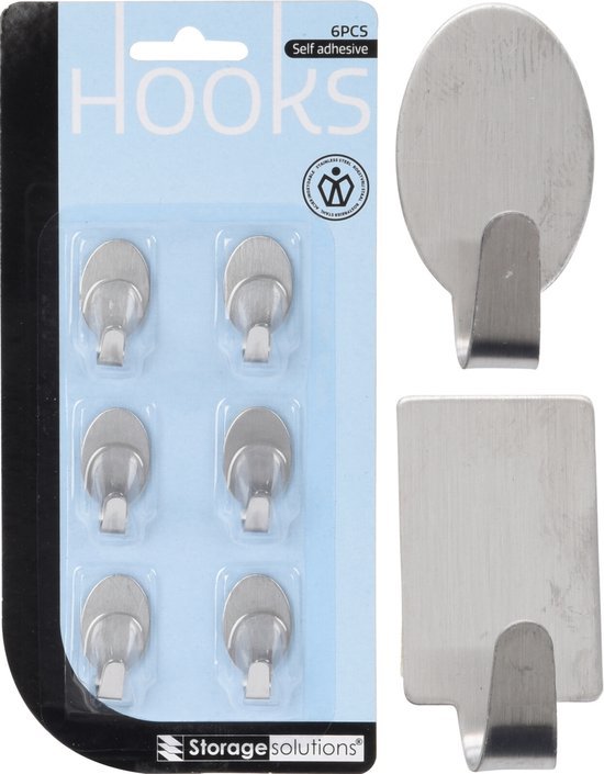 Plakhaakjes Plakhaakjes RVS 6 stuks op kaart