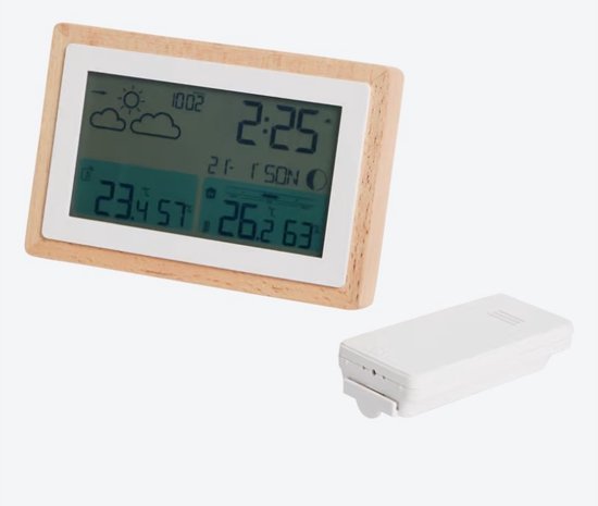 TradeFix Draadloos Weerstation met Stijlvolle Houten Afwerking - Houd Temperatuur, Vochtigheid en Weersvoorspelling Eenvoudig in de Gaten!