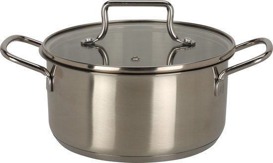 Kookpan Kookpan speelgoed RVS met glazen deksel - educatief kinderspeelgoed 18cm.