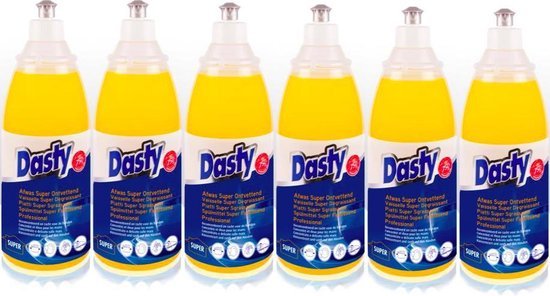 Dasty Dasty Afwas Super Ontvettend 6st. Keuken Ontvetter Afwasmiddel + GRATIS set van 5x schuursponzen en 1x set van schoonmaakhandschoenen