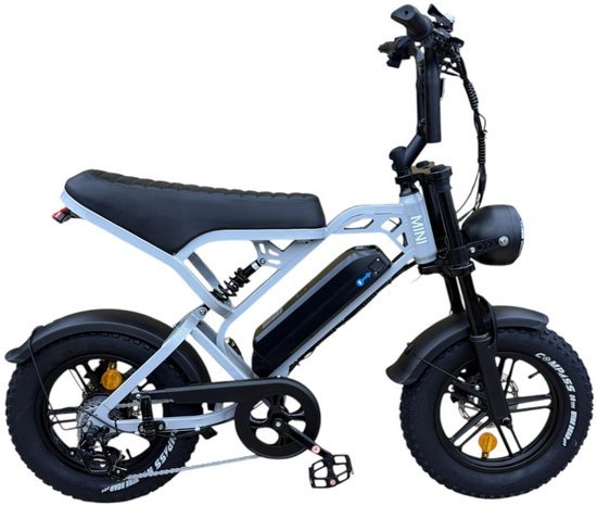 QmWheel QmWheel V20 Mini Fatbike - Kinderfatbike - Grijs - 16x4 inch - 150 kg Draagvermogen - Accu 36V (13Ah) - 250W Motor - Shimano 7 Versnellingen - Hydraulische Schijfremmen