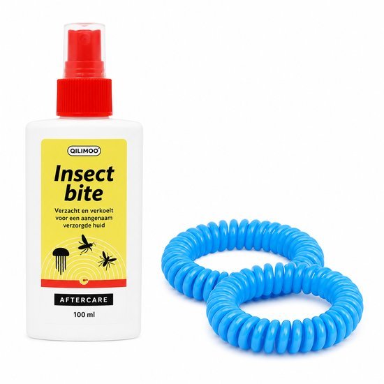 Insect Insect Bite Aftercare Spray 100 ml + 2x Citronella Armband | Muggen Verzorgingsset | Camping, Vakantie & Tuin