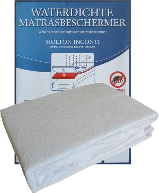 Molton Molton Inconti | Waterdichte Matrasbeschermer | Molton Incontinentie-Badstof Hoeslaken | Anti Vlekken | Anti Huismijt | Easy Fit | 140x200 cm