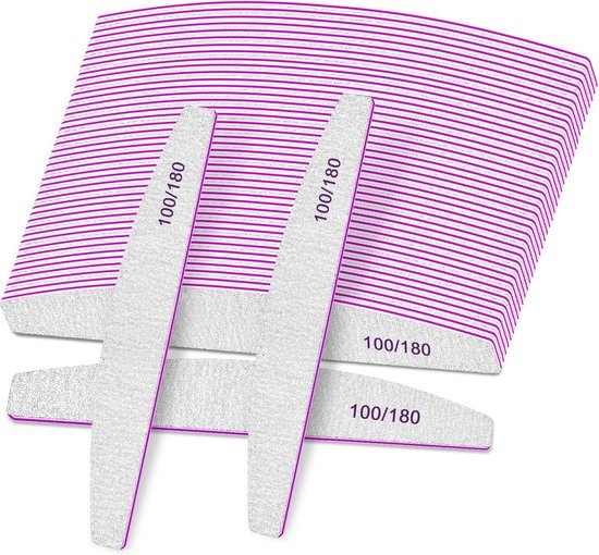TradeFix Professionele Nagelvijlen Set van 25 - 100/180 Grit Dubbelzijdige Nagelvijlen voor Natuurlijke Nagels