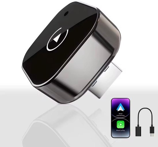 TradeFix Draadloze CarPlay-adapter voor iPhone 2025, 10-pack geüpgradede USB/Type-C Bluetooth 5.0-adapter, ondersteunt CarPlay en Android Auto, draadloze CarPlay-adapter, automatische verbinding via 2.4G + 5G WiFi, geen vertraging, plug and play.