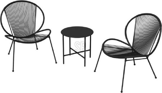 Relaxwonen Relaxwonen - tuinset - zwart - tafel + 2 stoelen